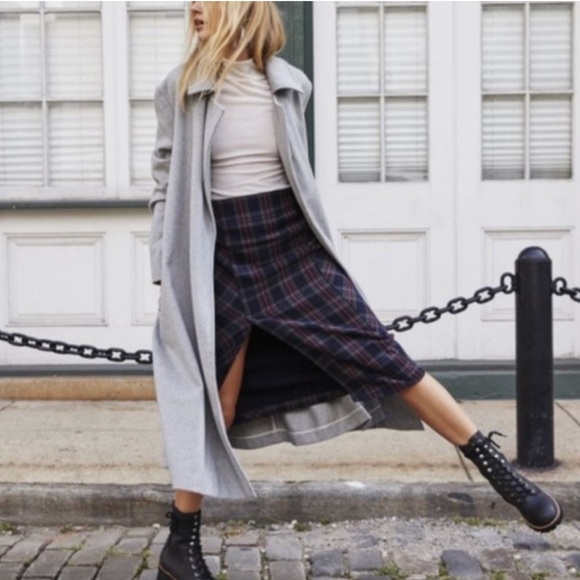 Free People See You Glow Wellington Plaid Tartan Midi Pencil Skirt size 6 - Picture 3 of 8